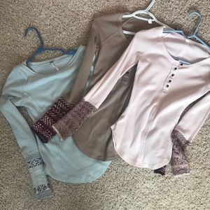 3 FREE PEOPLE thermal cuffs